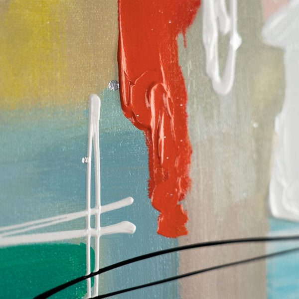 The painting "Urban Light" is a vertical abstraction with the geometry of color