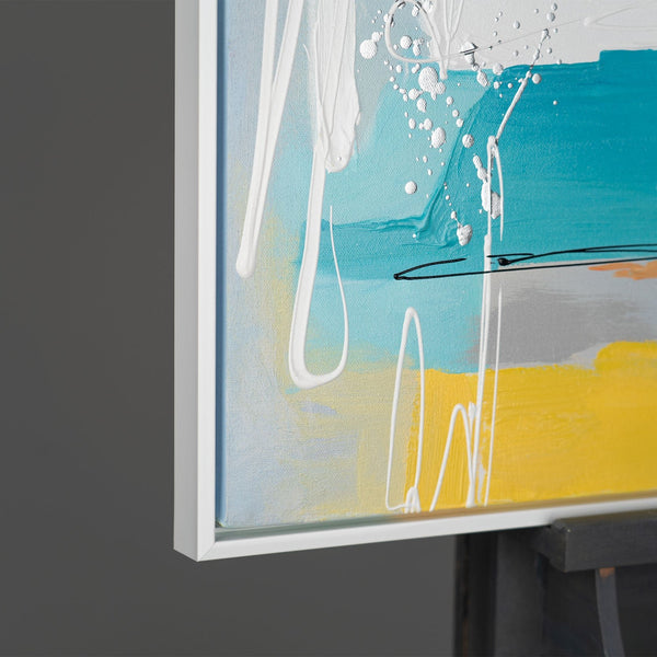 The painting "Urban Light" is a vertical abstraction with the geometry of color