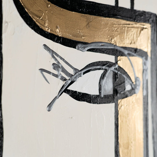 The painting "Contacts of Views" is an abstract composition in the style of Cubism