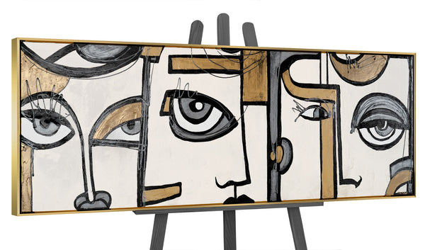 The painting "Contacts of Views" is an abstract composition in the style of Cubism