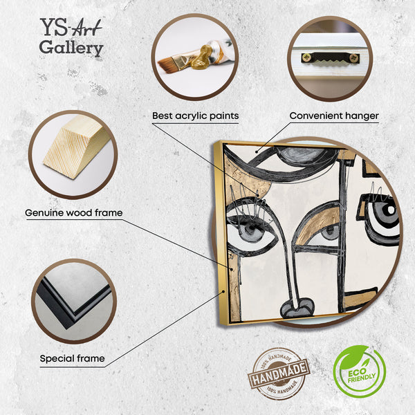 The painting "Contacts of Views" is an abstract composition in the style of Cubism