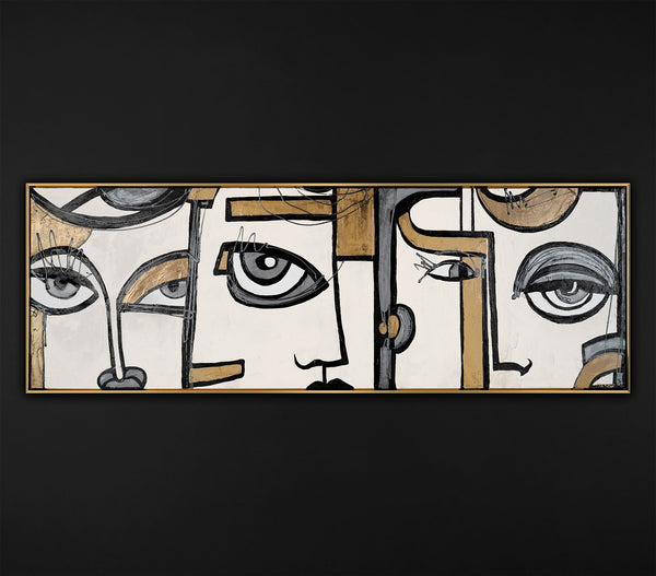 The painting "Contacts of Views" is an abstract composition in the style of Cubism