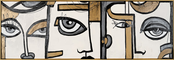 The painting "Contacts of Views" is an abstract composition in the style of Cubism