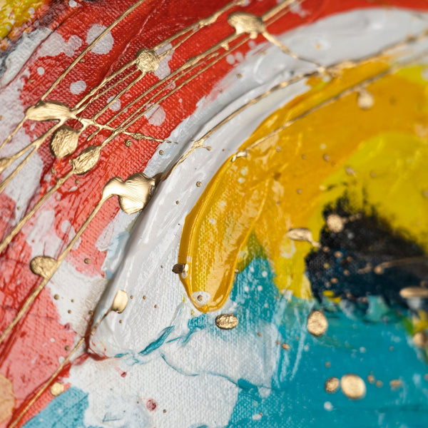 The painting "Energy of Color" is an abstract expression of fiery colors