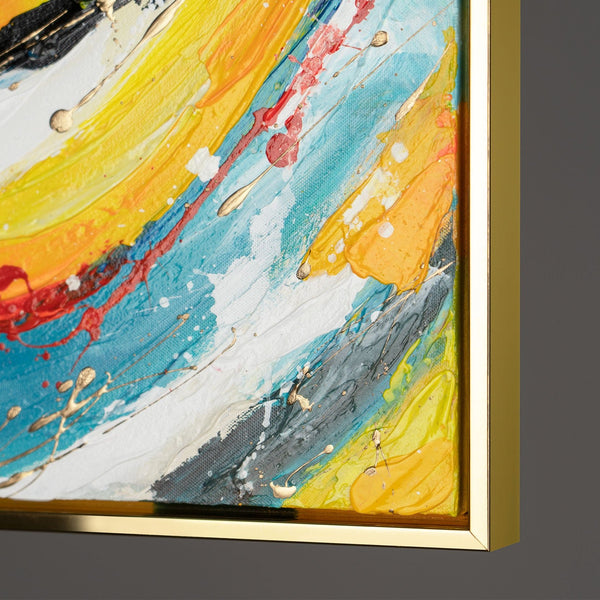 The painting "Energy of Color" is an abstract expression of fiery colors