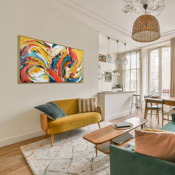 The painting "Energy of Color" is an abstract expression of fiery colors