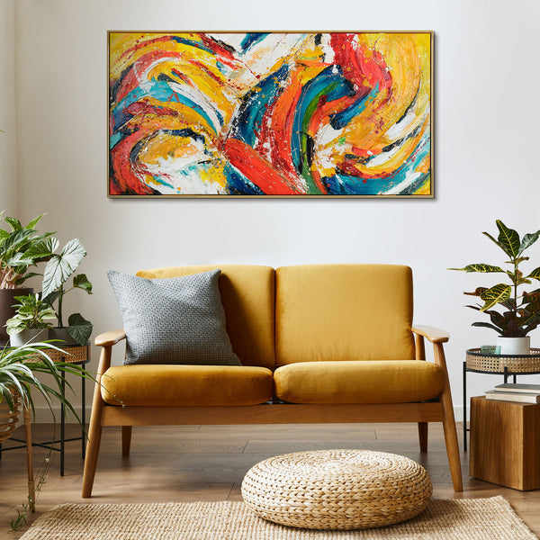 The painting "Energy of Color" is an abstract expression of fiery colors