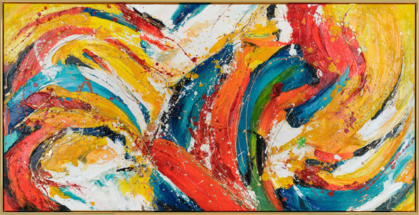 The painting "Energy of Color" is an abstract expression of fiery colors