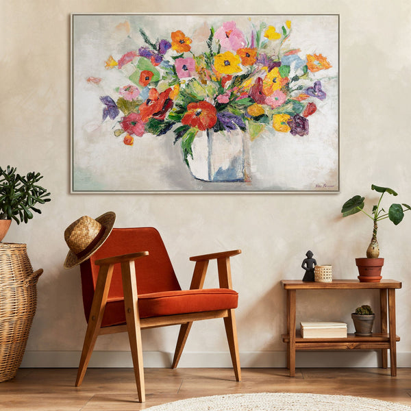 Painting "Picturesque Bouquet" - horizontal floral composition with bright strokes
