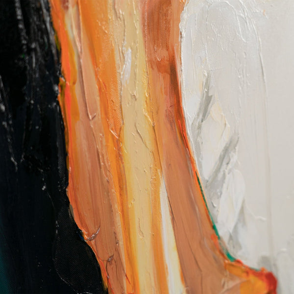 The painting "Mysterious Profile" is a portrait abstraction in rich colors