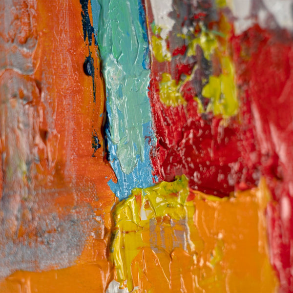 The painting "Color Codes" is a vertical abstraction in an urban style