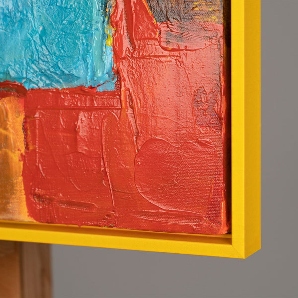 The painting "Color Codes" is a vertical abstraction in an urban style