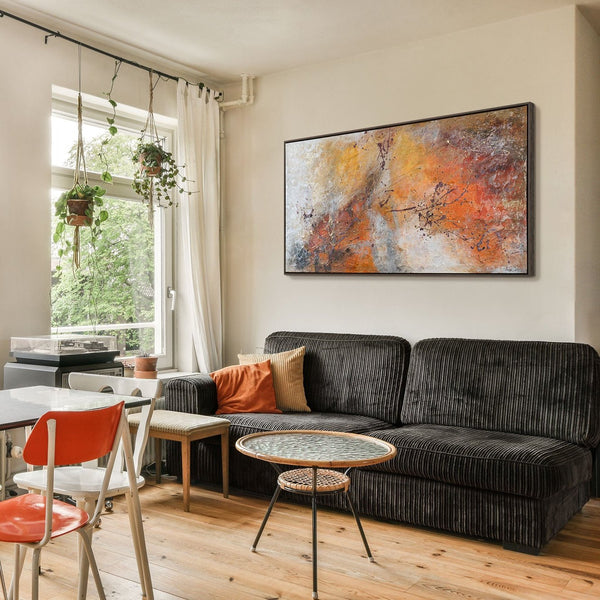 The painting "Impulse of Flame" is an abstract canvas with explosive energy