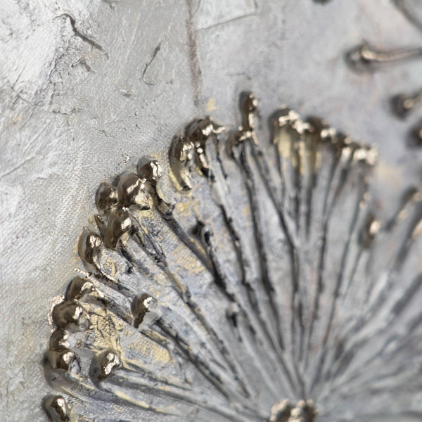 The painting "Dance of Dandelions" is a horizontal abstraction in light colors