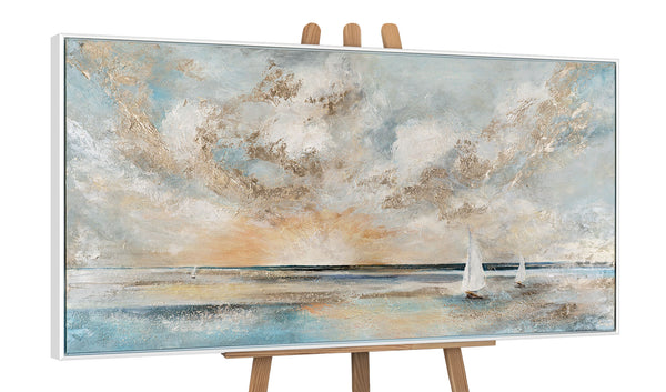 The painting "Sea Calm" is a horizontal abstraction with a marine theme.