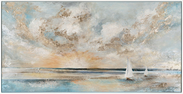 The painting "Sea Calm" is a horizontal abstraction with a marine theme.