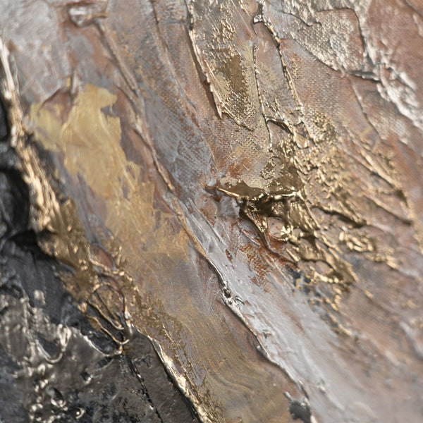 The painting "Breath of the Earth" is a horizontal abstraction in a stone palette