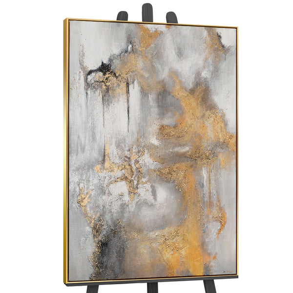 The painting "Light in Motion" is a luxurious abstraction with a golden accent