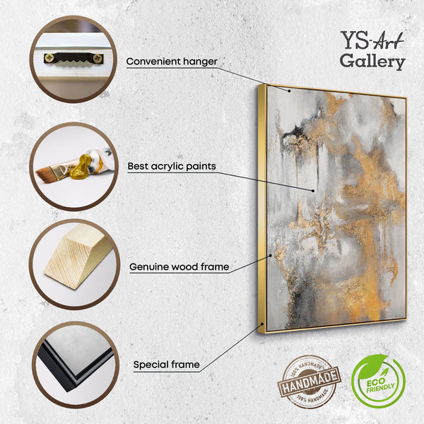 The painting "Light in Motion" is a luxurious abstraction with a golden accent