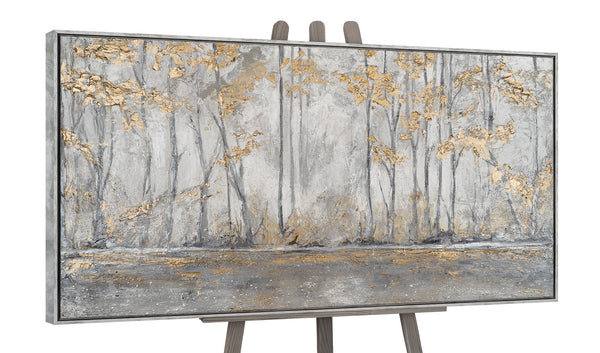 The painting "Silent Morning in the Golden Forest" - the contrast of light and structure