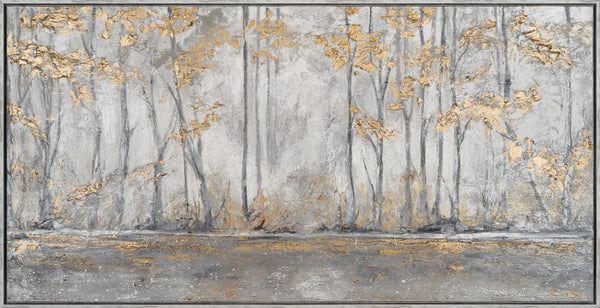 The painting "Silent Morning in the Golden Forest" - the contrast of light and structure