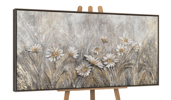 The painting "Silver Air of Daisies" is an exquisite botanical tranquility