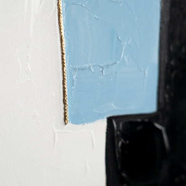 The painting "Silent Dialogue" is a geometric modern abstraction
