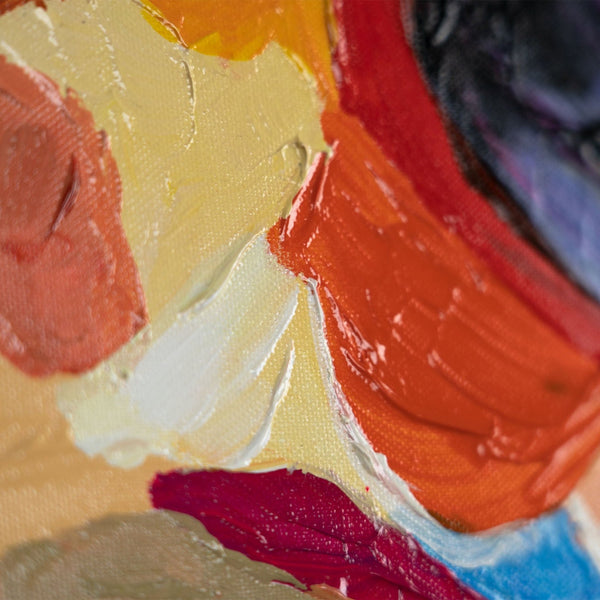 The painting "A Moment Between Us" is an abstract scene with the tension of the moment