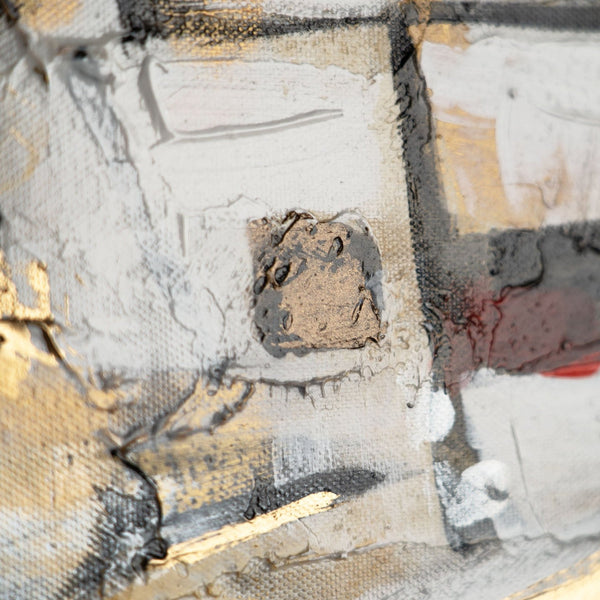 The painting "Mountain Town" is an abstract architectural mosaic