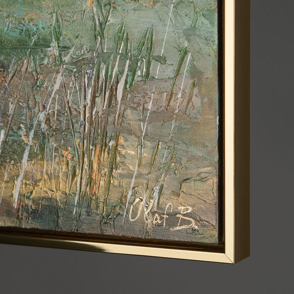 The painting "Fog over the Field" is a pastel abstraction with a natural mood