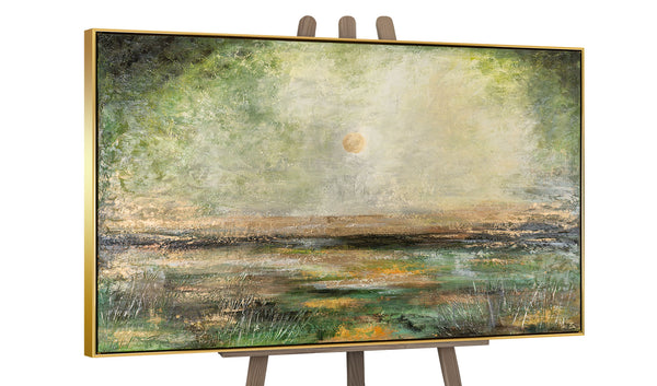 The painting "Fog over the Field" is a pastel abstraction with a natural mood