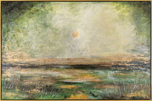 The painting "Fog over the Field" is a pastel abstraction with a natural mood