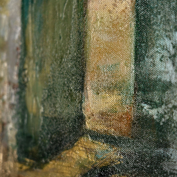 The painting "Morning on the Lake" is a calm landscape in green tones