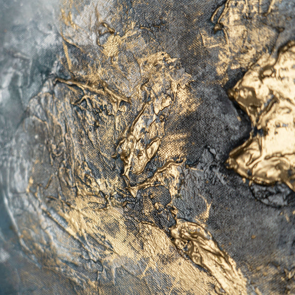 The painting "Cloud and Gold" is an abstraction in smoky-sky tones.