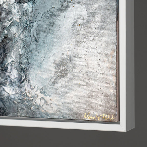 The painting "Cloud and Gold" is an abstraction in smoky-sky tones.