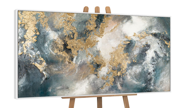 The painting "Cloud and Gold" is an abstraction in smoky-sky tones.
