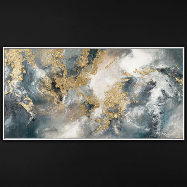 The painting "Cloud and Gold" is an abstraction in smoky-sky tones.
