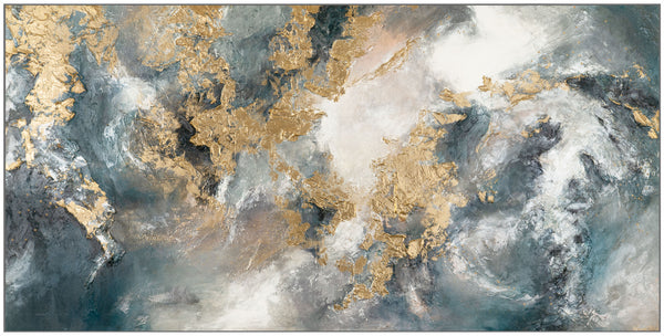 The painting "Cloud and Gold" is an abstraction in smoky-sky tones.