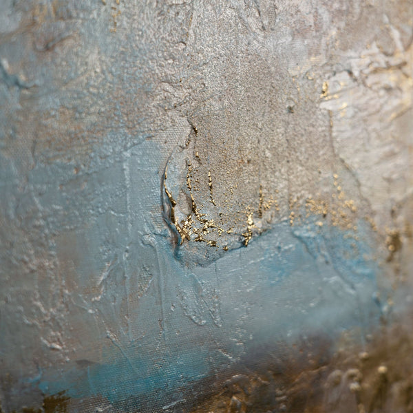 The painting "Landscape of Tranquility" is an abstract play of color and texture