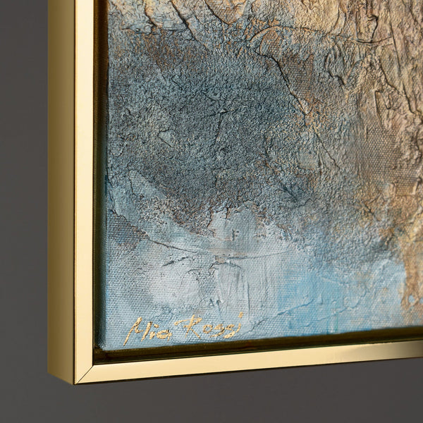 The painting "Landscape of Tranquility" is an abstract play of color and texture