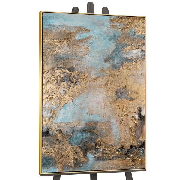 The painting "Landscape of Tranquility" is an abstract play of color and texture