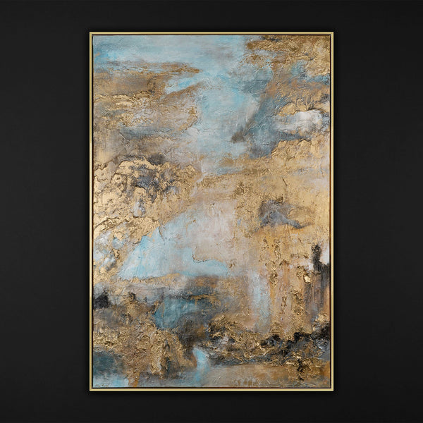 The painting "Landscape of Tranquility" is an abstract play of color and texture
