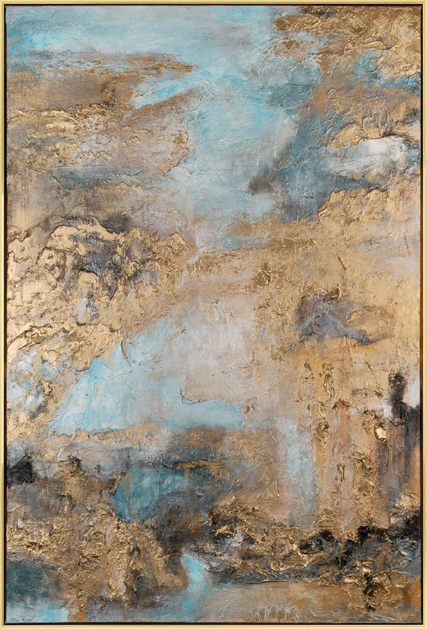 The painting "Landscape of Tranquility" is an abstract play of color and texture