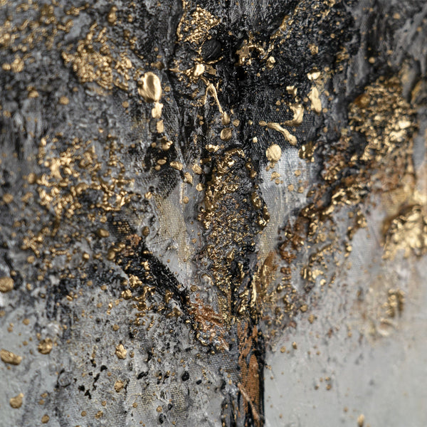 The painting "Golden Silence" is a modern abstraction of a tree in calm tones