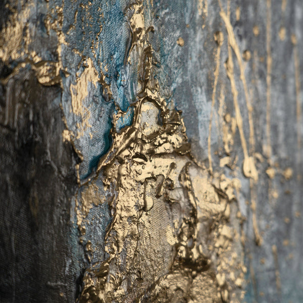 The painting "Ice-golden mood" is an abstraction with accents of depth and texture.
