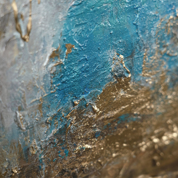 The painting "Ice-golden mood" is an abstraction with accents of depth and texture.