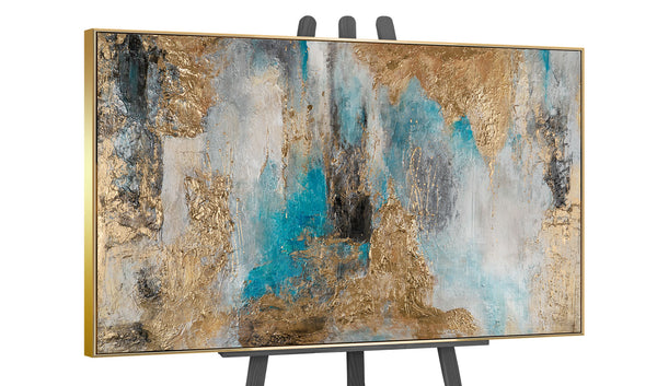 The painting "Ice-golden mood" is an abstraction with accents of depth and texture.