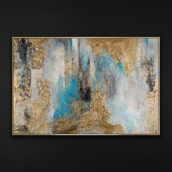 The painting "Ice-golden mood" is an abstraction with accents of depth and texture.