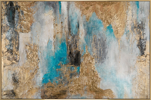 The painting "Ice-golden mood" is an abstraction with accents of depth and texture.