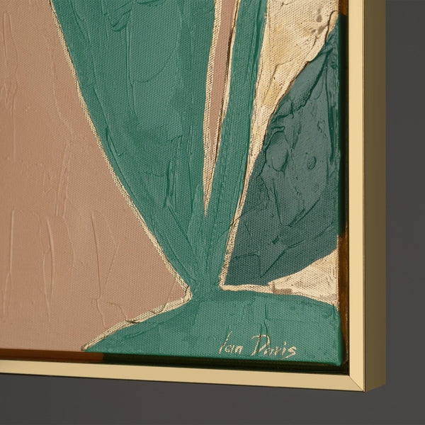 The painting "Garden Accents" is a modern floral composition in flat-design style